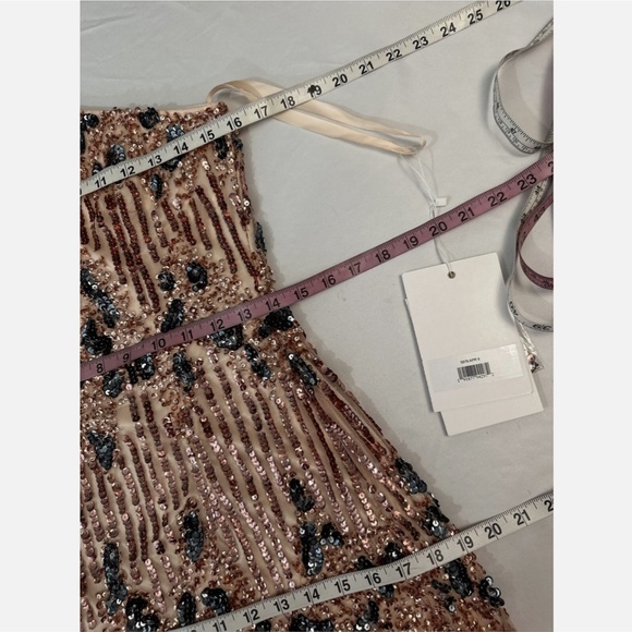 NWT $798 Mac Duggal [ 6 ] One Shoulder Embellished Gown in‎ Apricot Pink - Picture 4 of 13